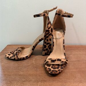 Leopard Print Ankle Strap Heels